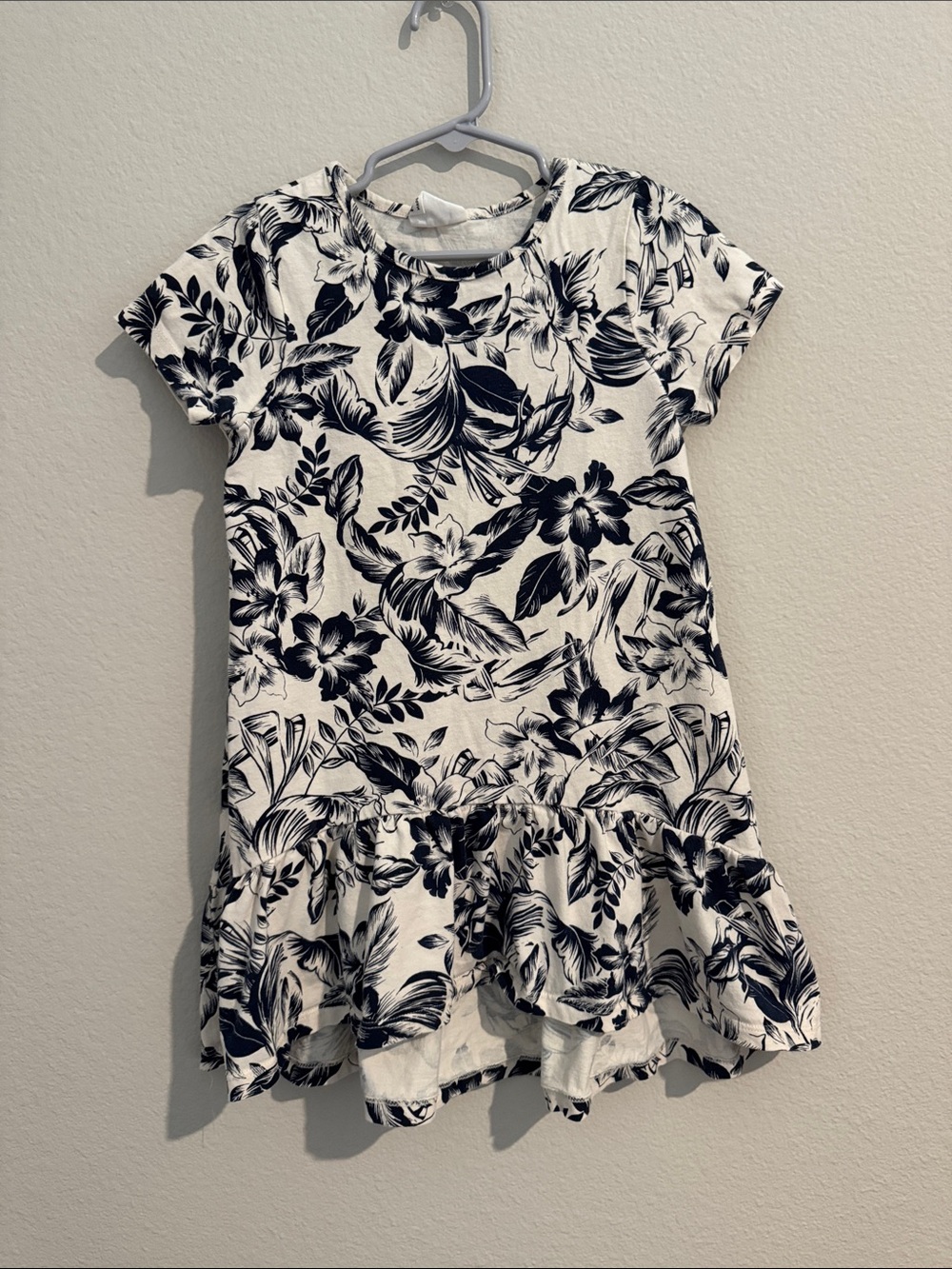 Cotton On Blue & White Floral Ruffle Tee Dress